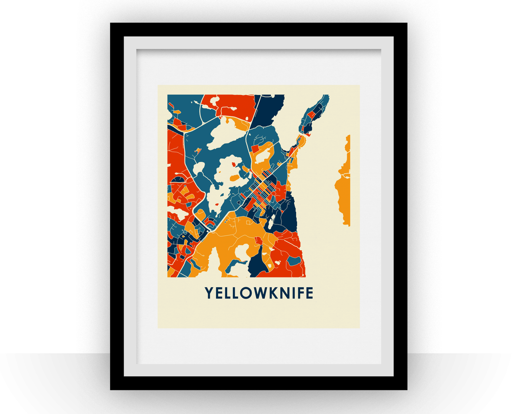 Affiche cartographique de Yellowknife - Style Chroma