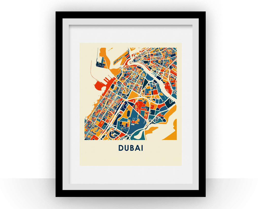 Dubai Map Print - Full Color Map Poster