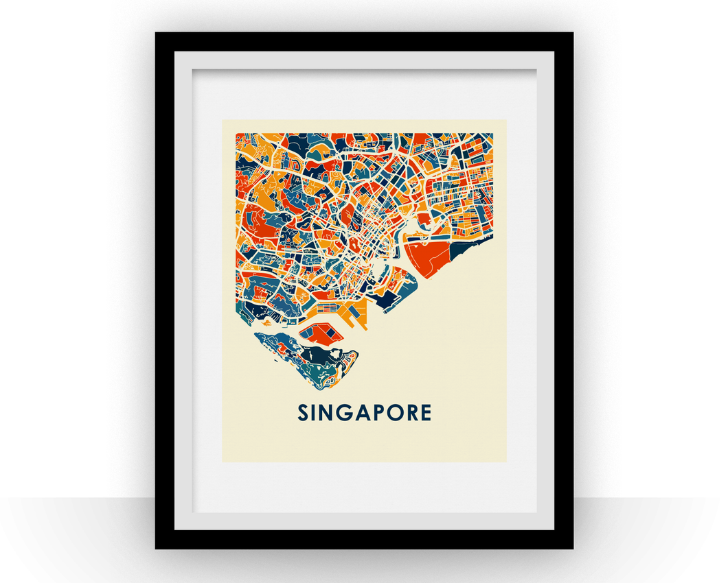 Singapore Map Print - Full Color Map Poster
