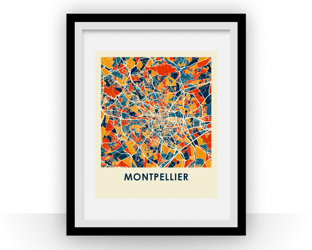 Montpellier Map Print - Full Color Map Poster