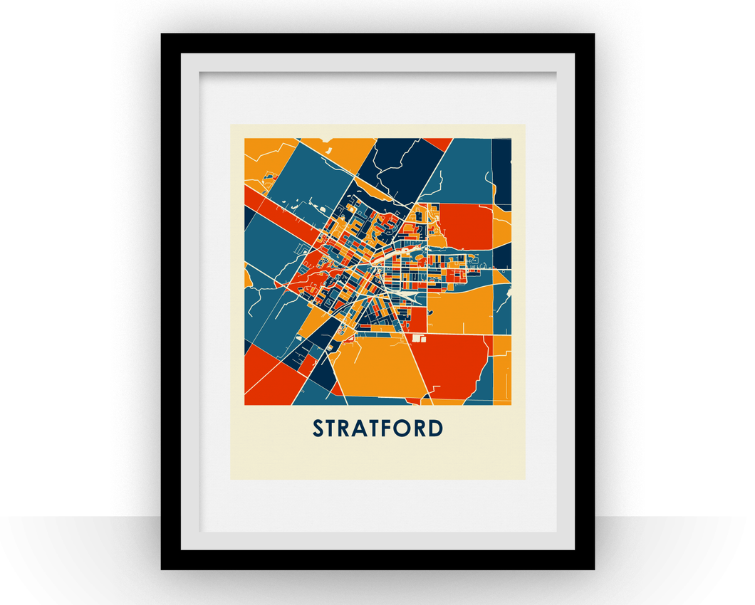 Affiche cartographique de Stratford ON - Style Chroma