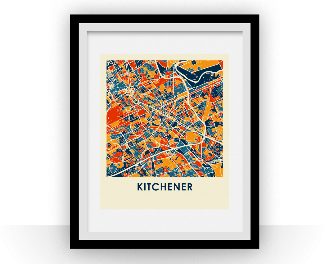 Kitchener Ontario Map Print - Full Color Map Poster