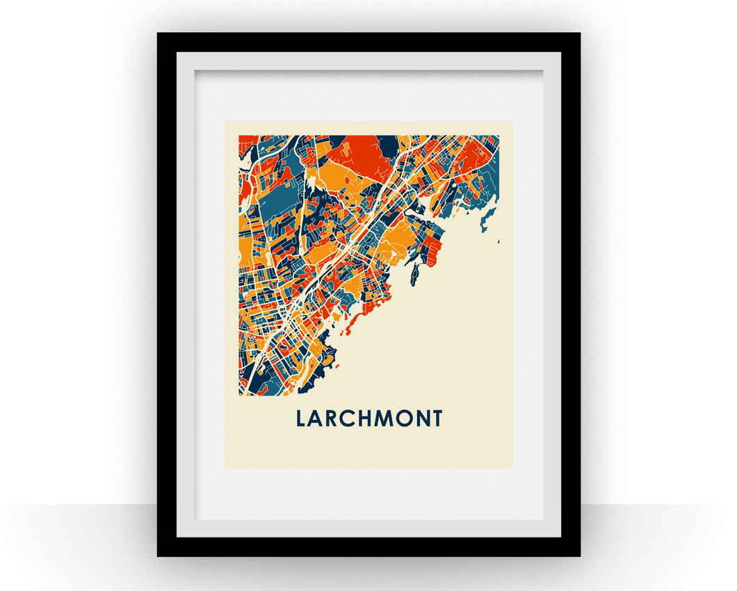 Affiche cartographique de Larchmont NY - Style Chroma