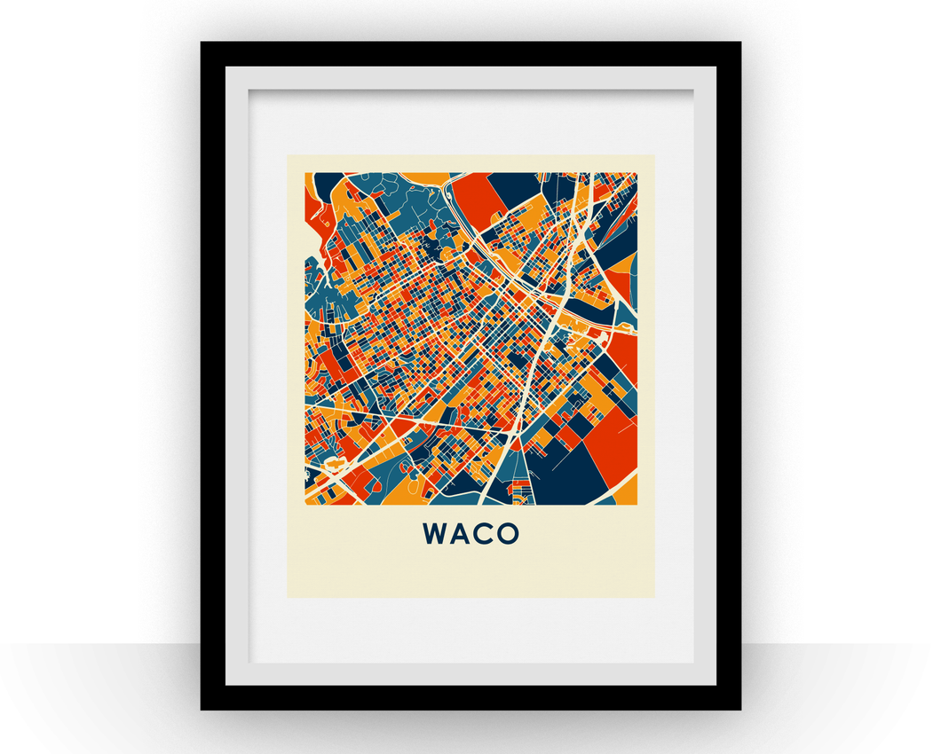 Affiche cartographique de Waco - Style Chroma