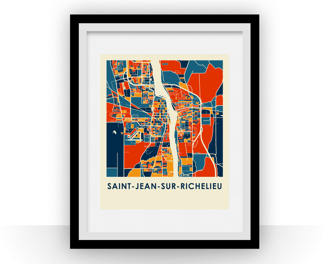 Saint Jean sur Richelieu Quebec Map Print - Full Color Map Poster