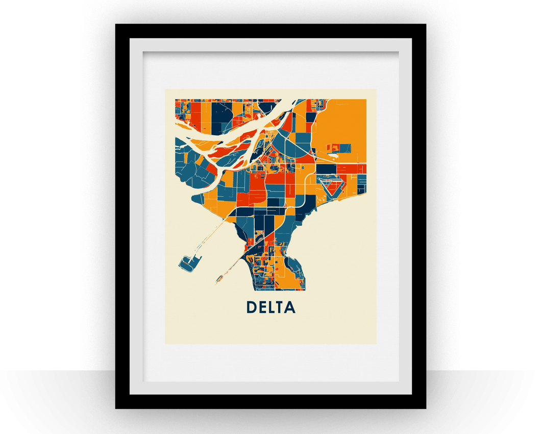 Delta British Columbia Map Print - Full Color Map Poster