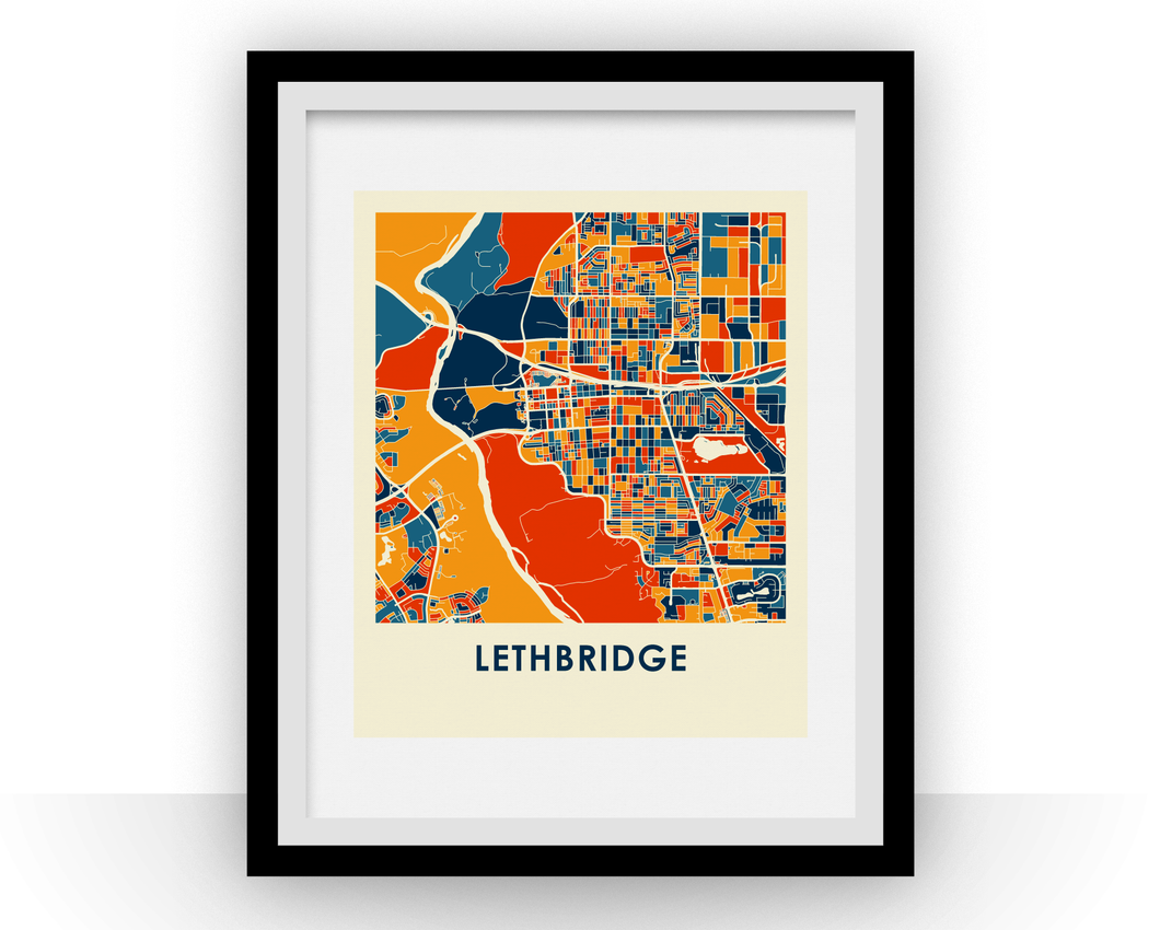 Lethbridge Alberta Map Print - Full Color Map Poster