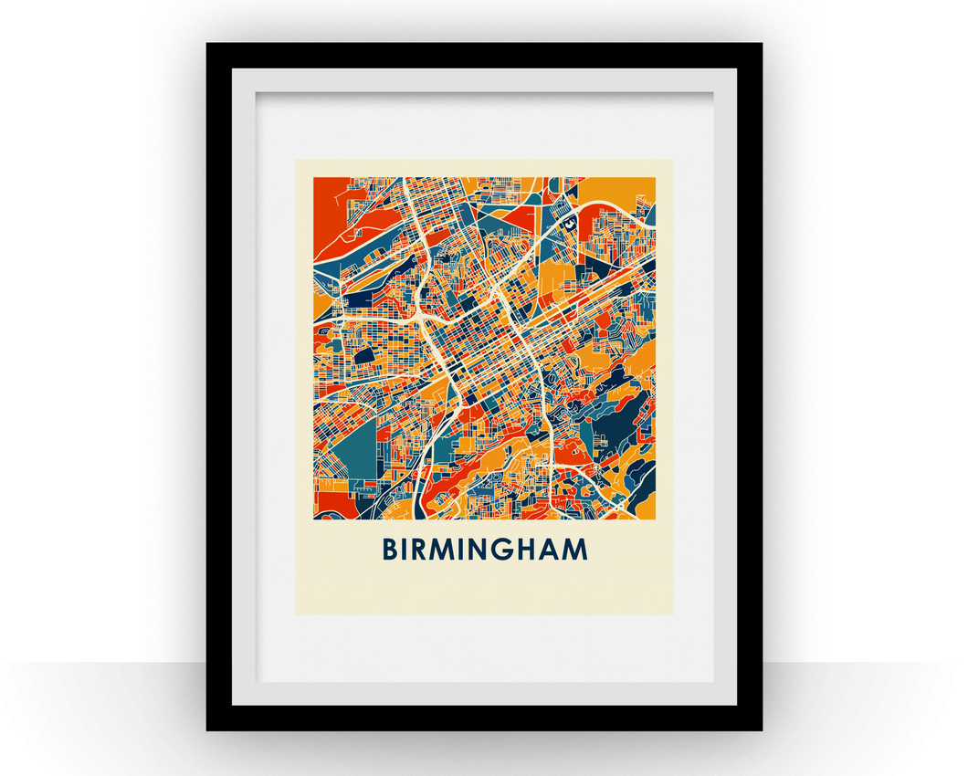 Birmingham Alabama Map Print - Full Color Map Poster