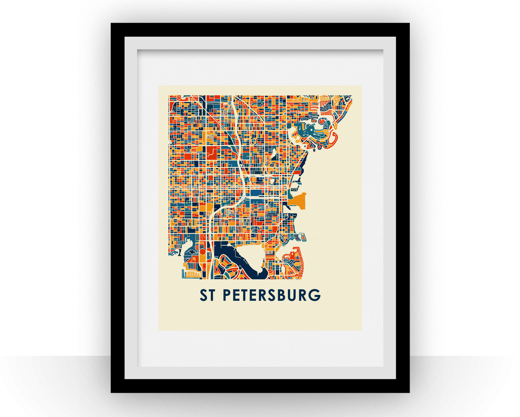 St Petersburg Florida Map Print - Full Color Map Poster