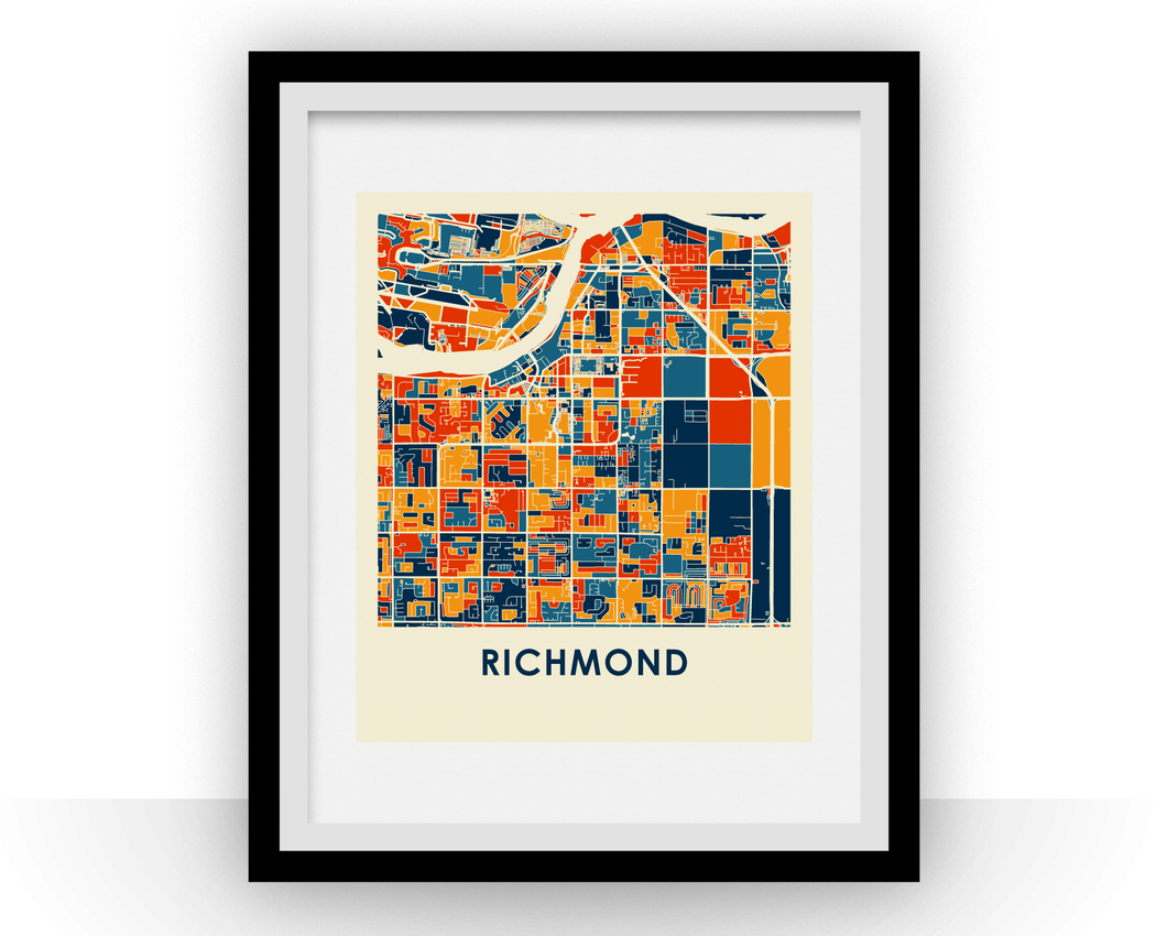 Affiche cartographique de Richmond British Columbia - Style Chroma