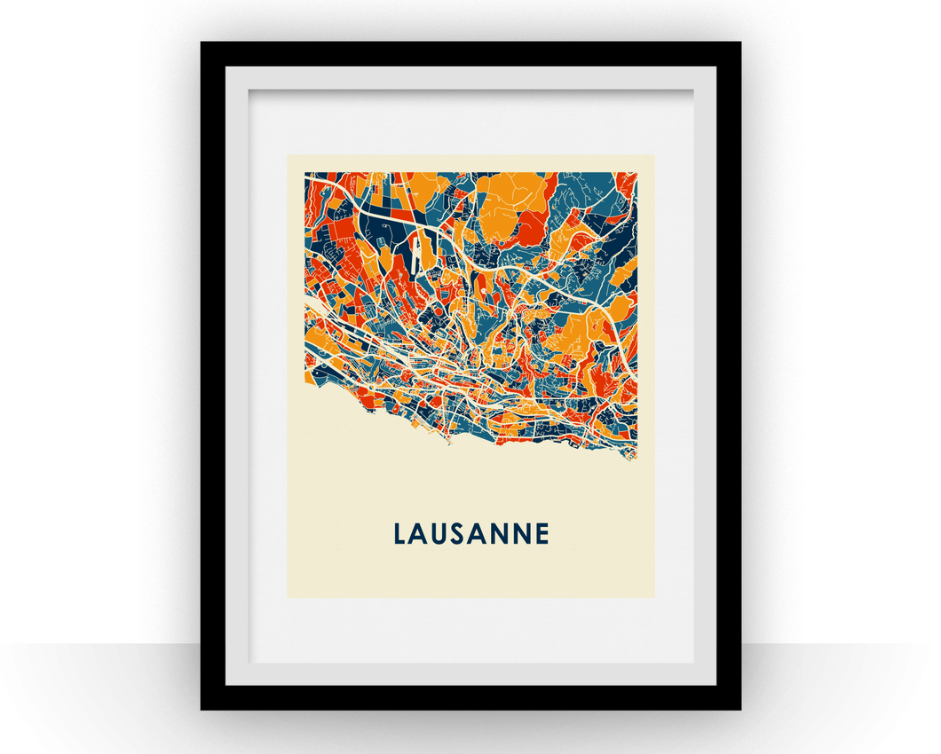 Affiche cartographique de Lausanne - Style Chroma