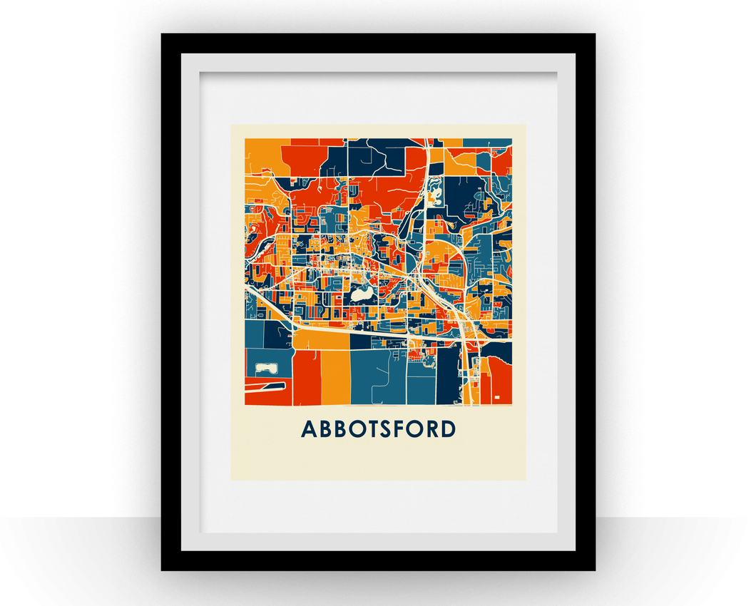 Abbotsford British Columbia Map Print - Full Color Map Poster