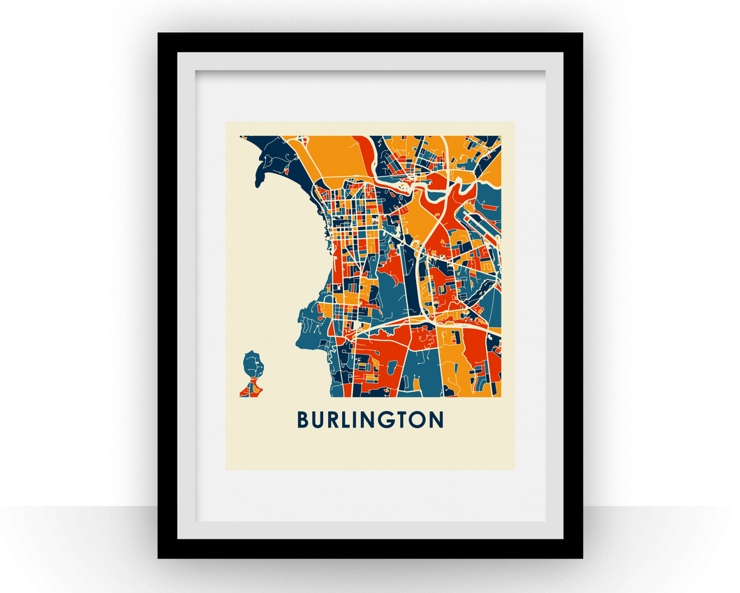 Burlington Map Print - Full Color Map Poster