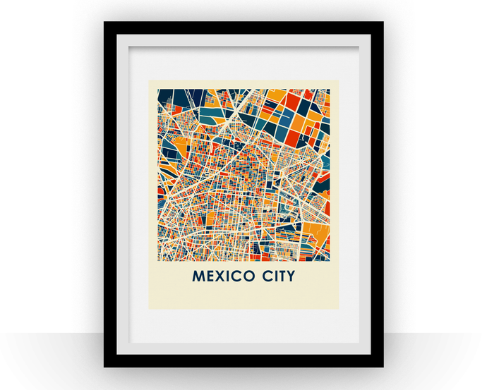 Mexico City Map Print - Full Color Map Poster