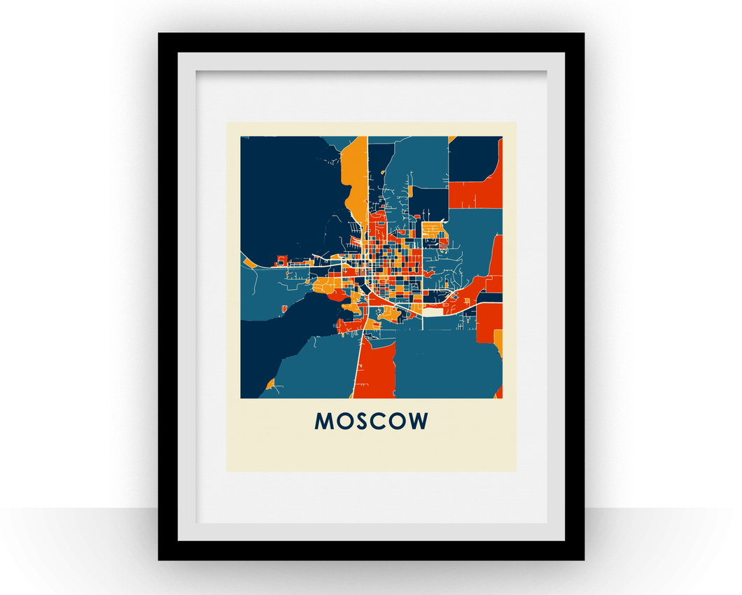 Moscow ID Map Print - Full Color Map Poster