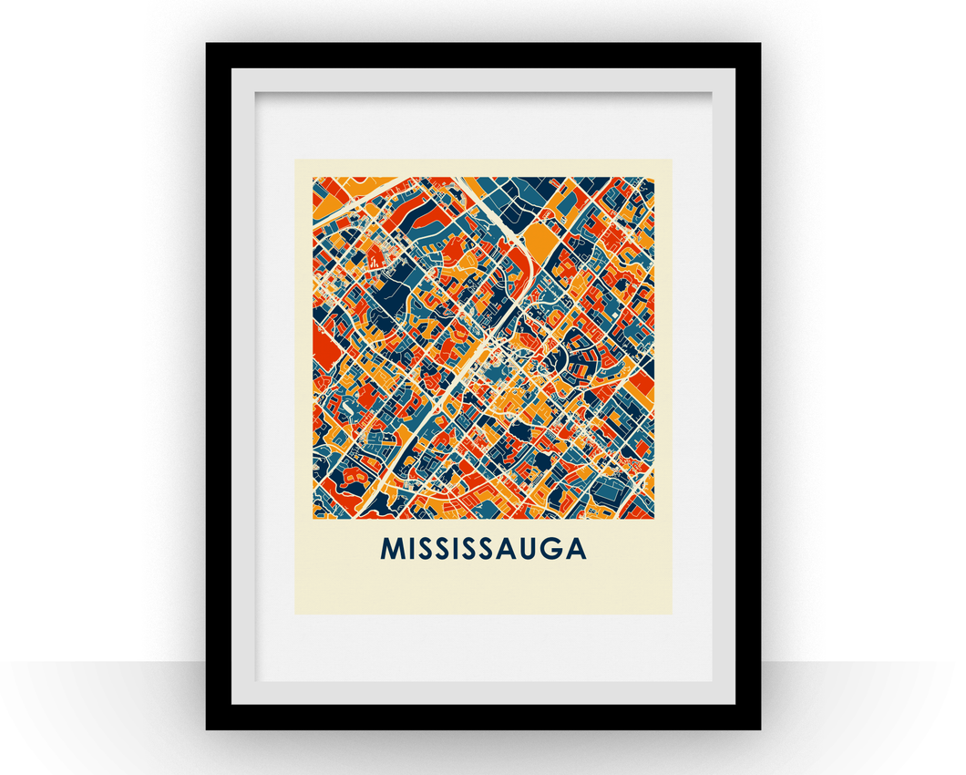 Affiche cartographique de Mississauga - Style Chroma