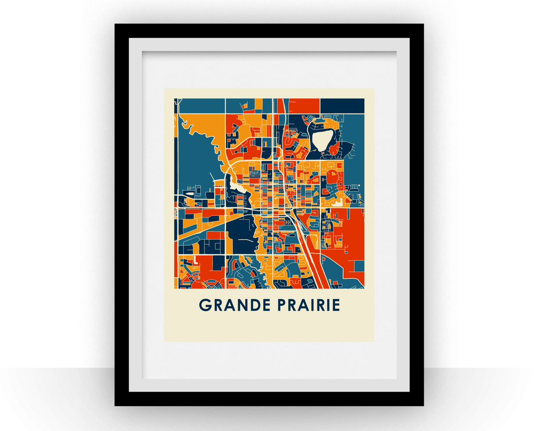 Grande Prairie Alberta Map Print - Full Color Map Poster