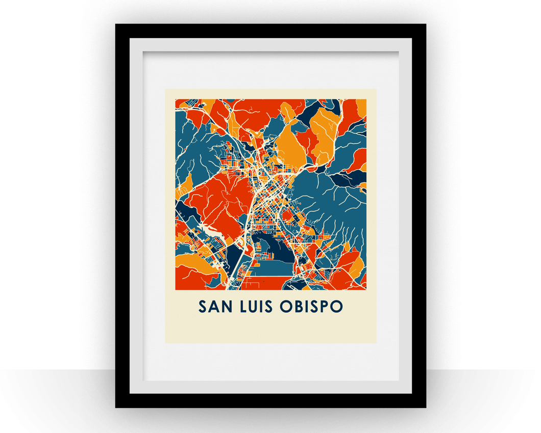 San Luis Obispo Map Print - Full Color Map Poster