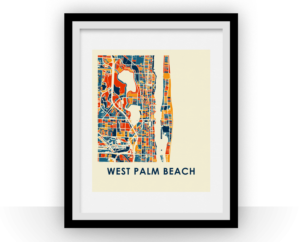 Affiche cartographique de West Palm Beach - Style Chroma