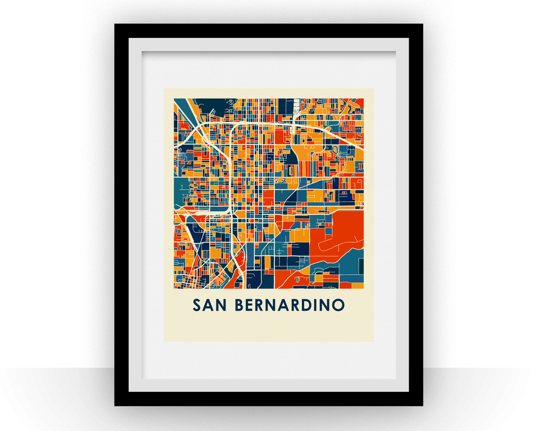 San Bernardino Map Print - Full Color Map Poster