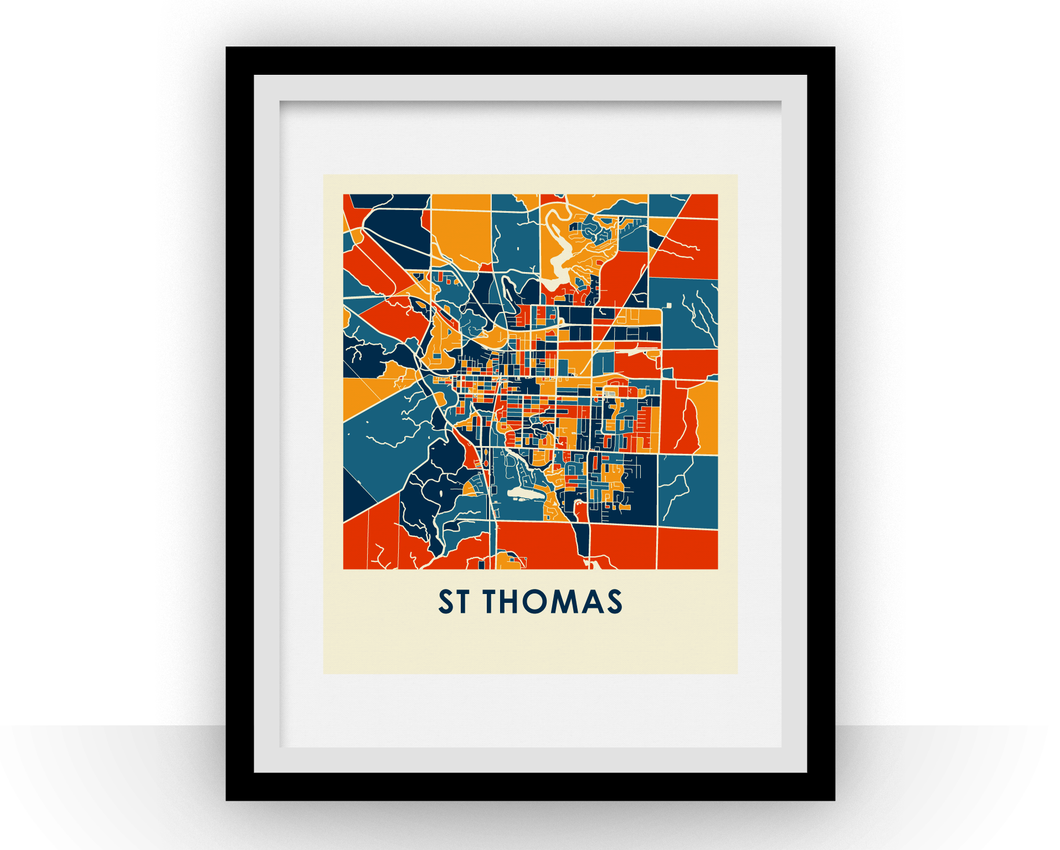 St Thomas Ontario Map Print - Full Color Map Poster