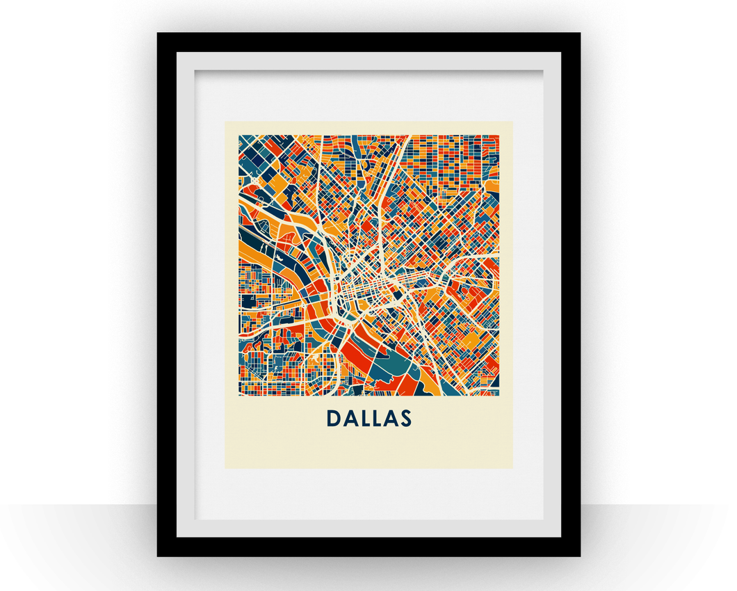 Dallas Map Print - Full Color Map Poster