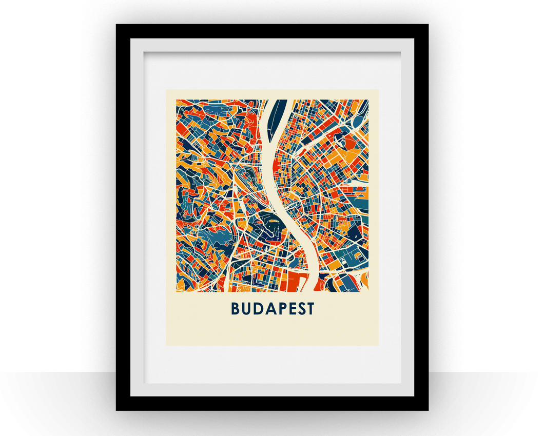Budapest Map Print - Full Color Map Poster