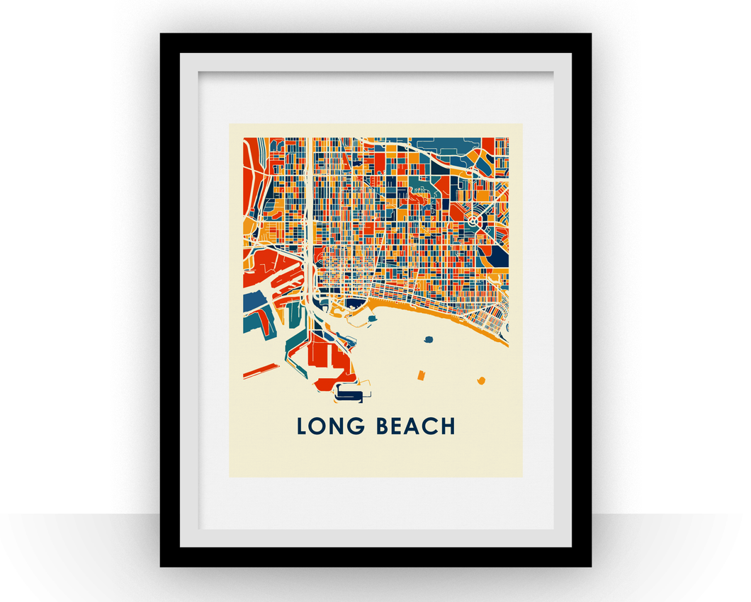 Long Beach Map Print - Full Color Map Poster