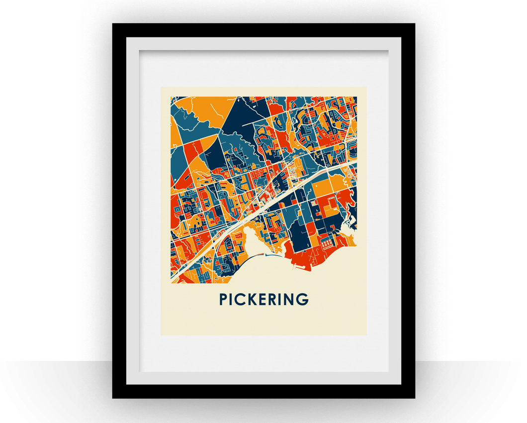 Affiche cartographique de Pickering Ontario - Style Chroma