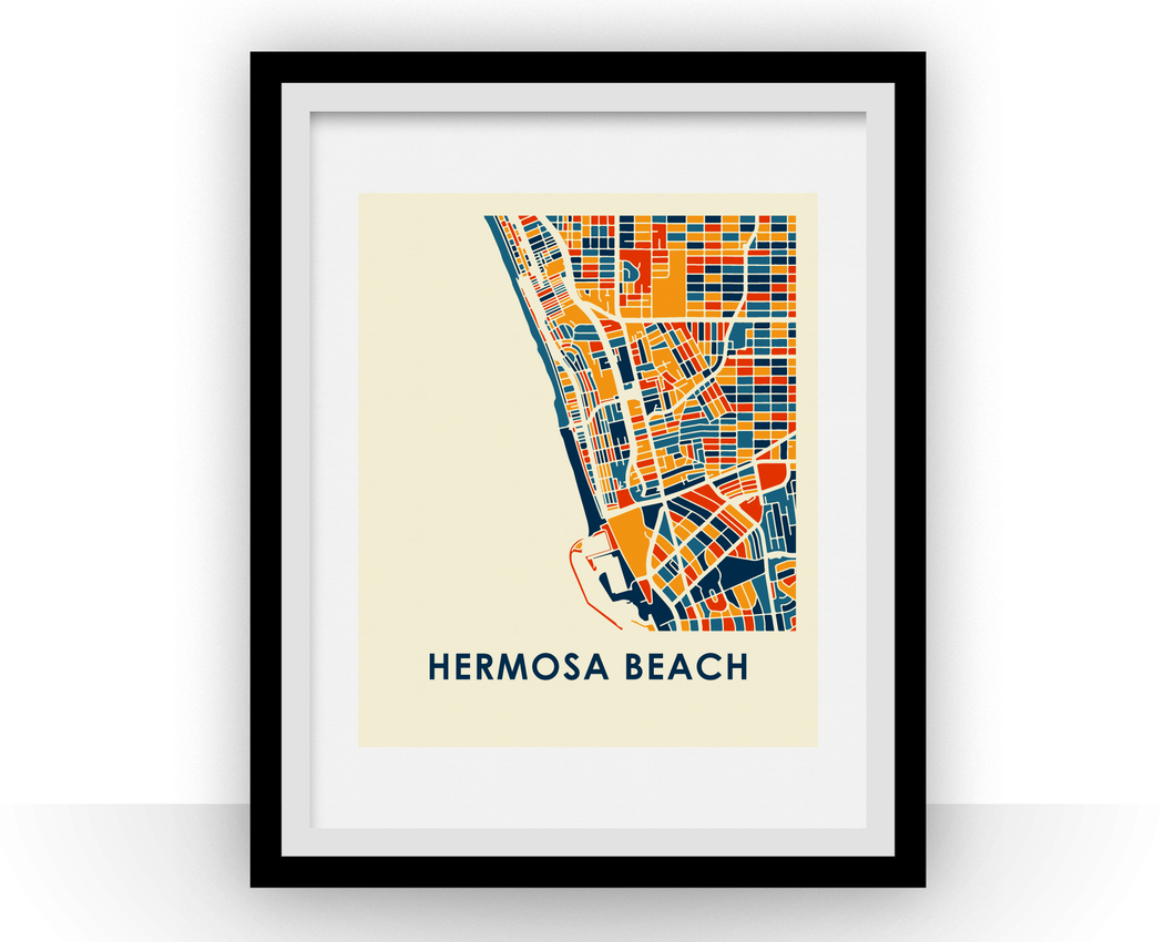 Affiche cartographique de Hermosa Beach - Style Chroma