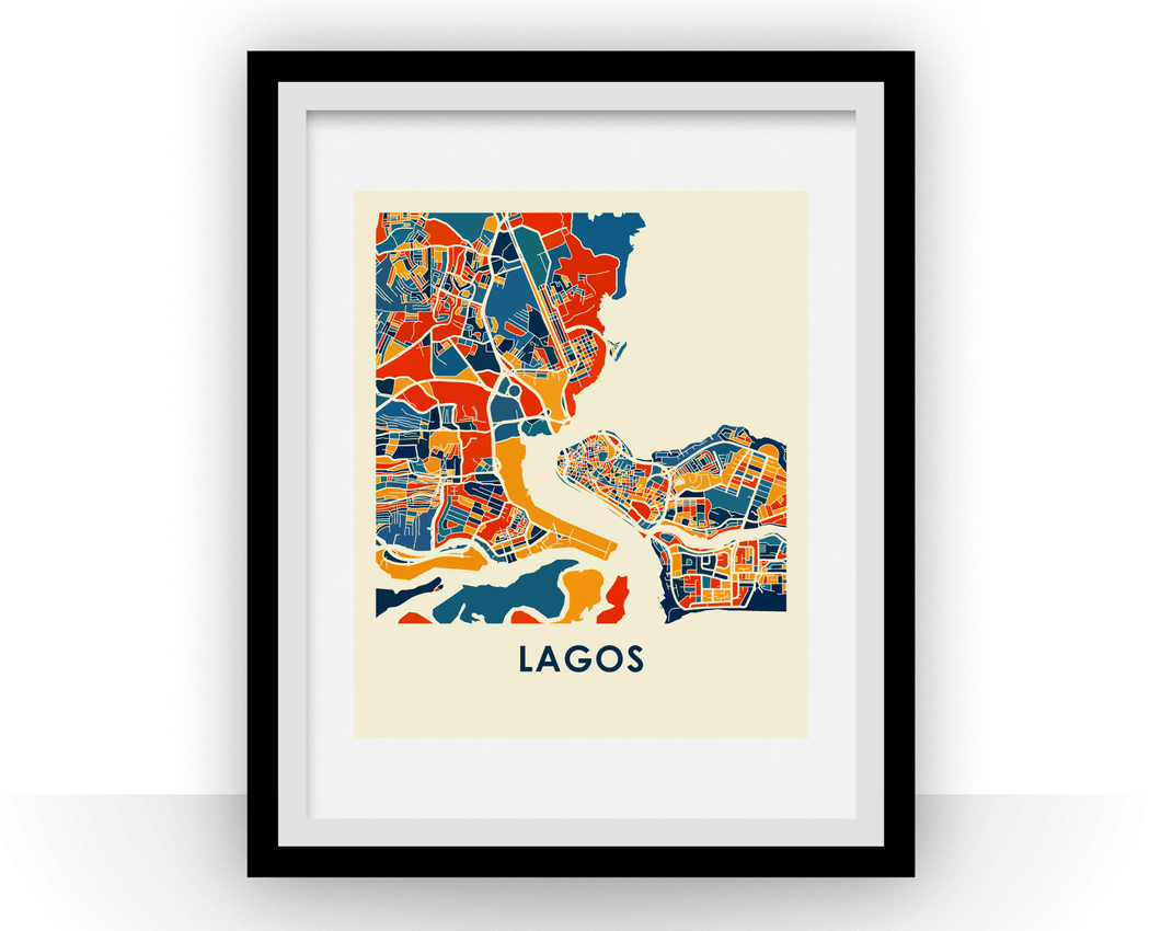Lagos Map Print - Full Color Map Poster