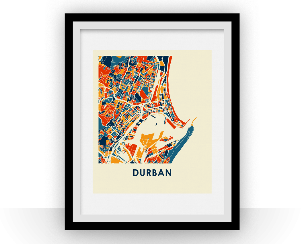 Durban Map Print - Full Color Map Poster