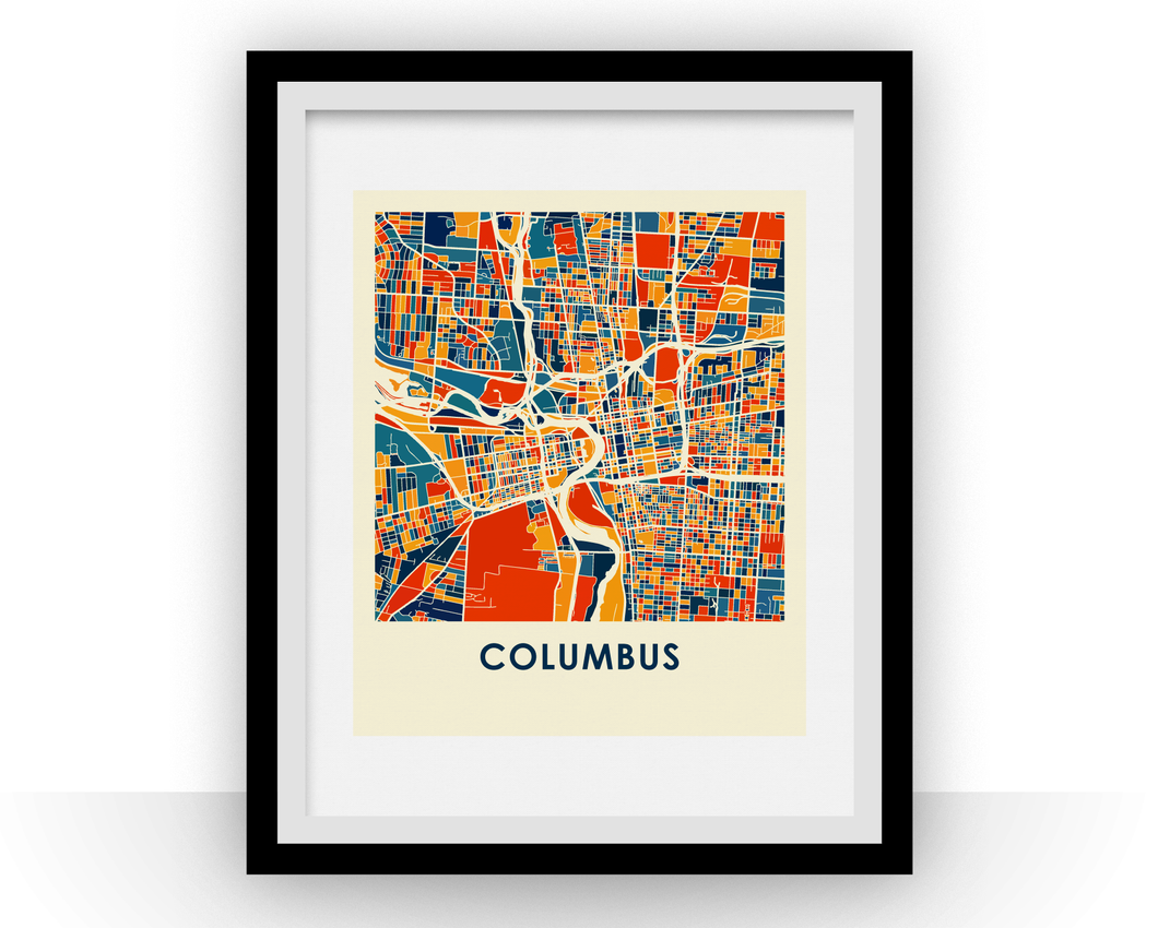 Columbus Map Print - Full Color Map Poster
