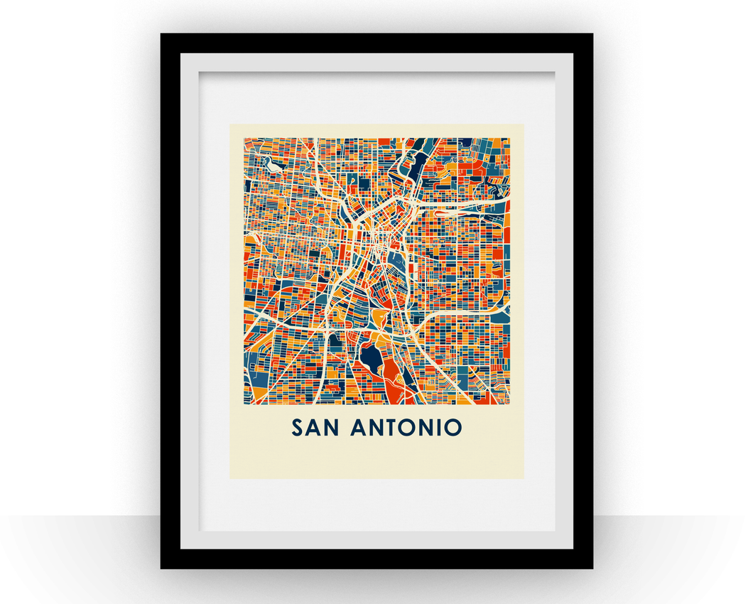 San Antonio Map Print - Full Color Map Poster