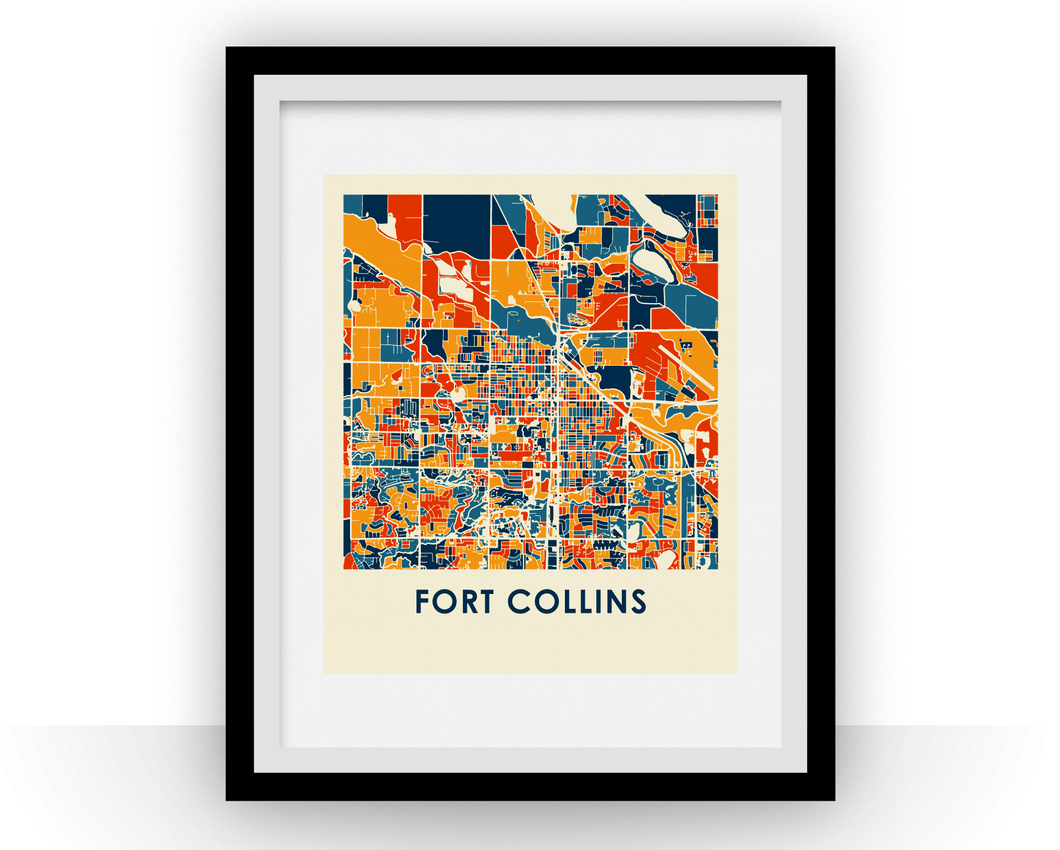 Affiche cartographique de Fort Collins - Style Chroma