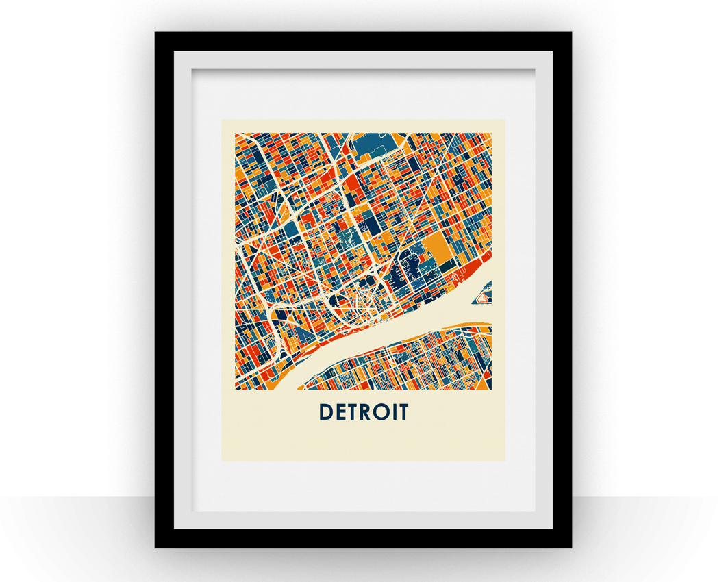 Detroit Map Print - Full Color Map Poster