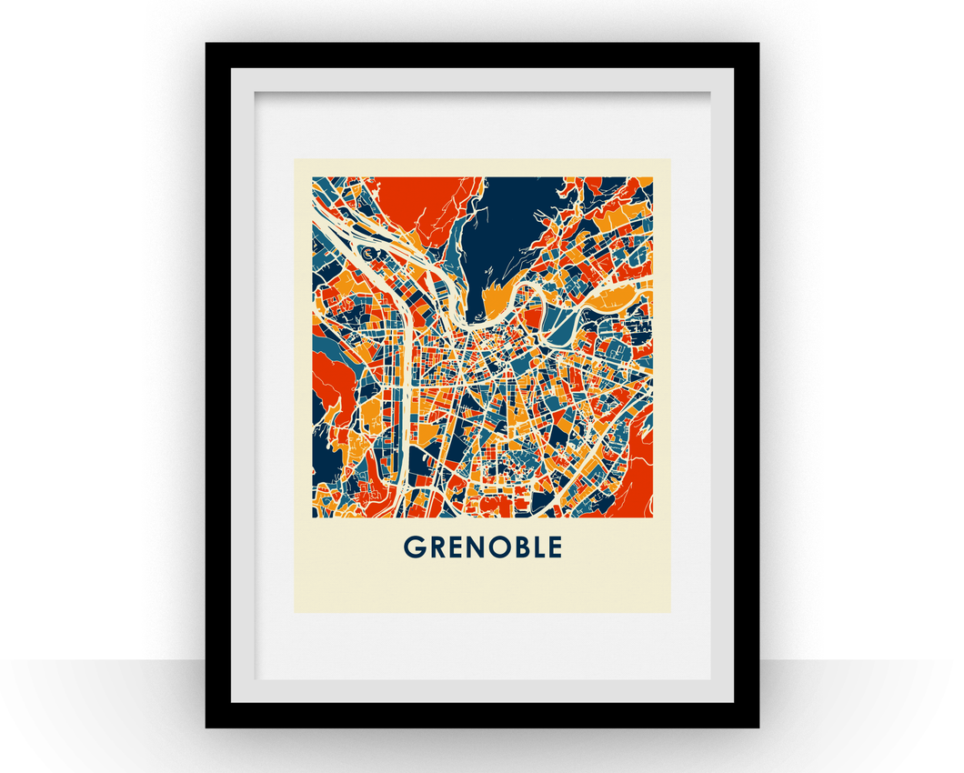 Grenoble Map Print - Full Color Map Poster