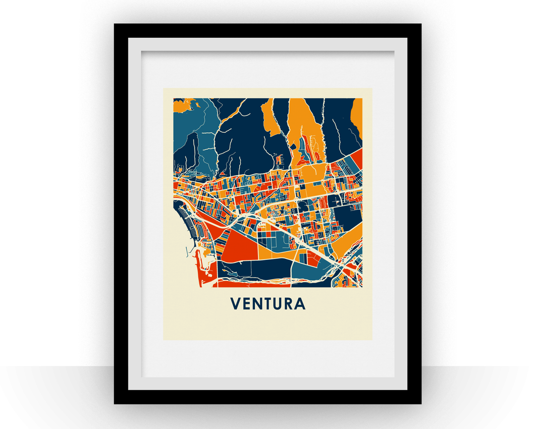 Affiche cartographique de Ventura - Style Chroma
