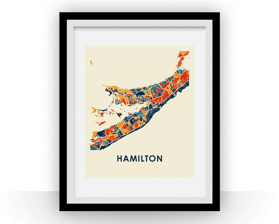 Hamilton Bermuda Map Print - Full Color Map Poster