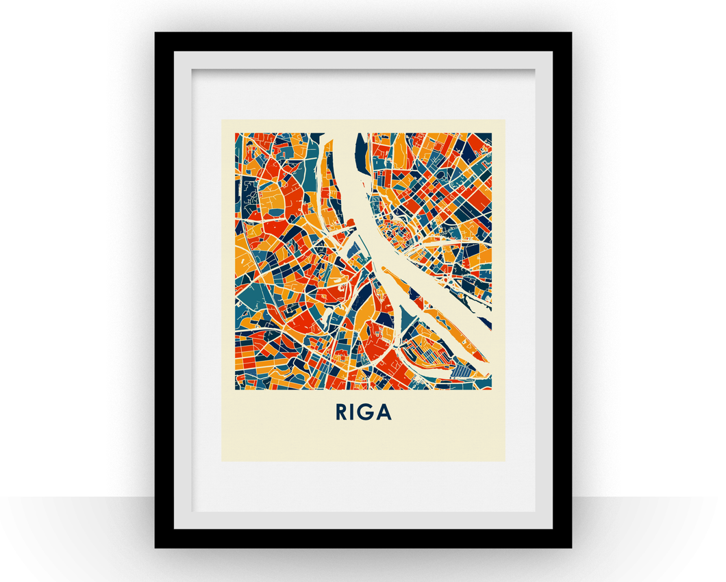 Riga Map Print - Full Color Map Poster
