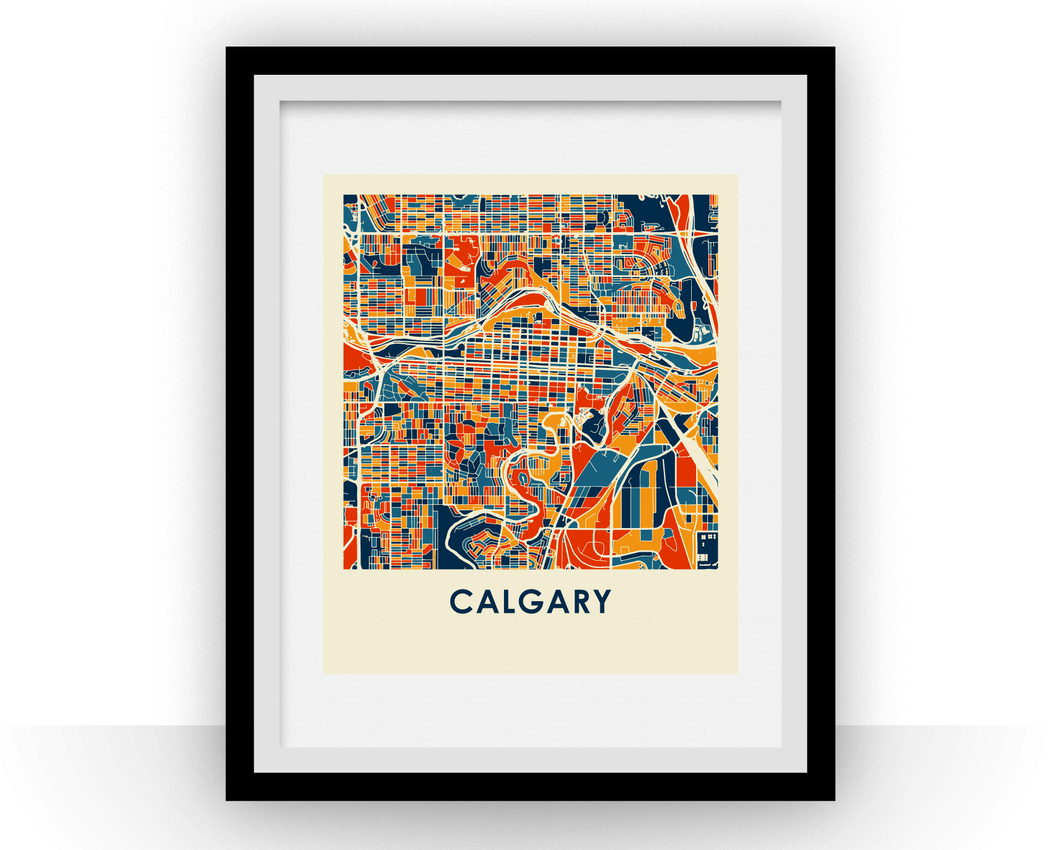 Affiche cartographique de Calgary - Style Chroma