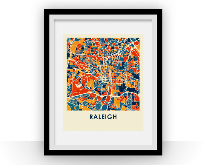 Raleigh Map Print - Full Color Map Poster