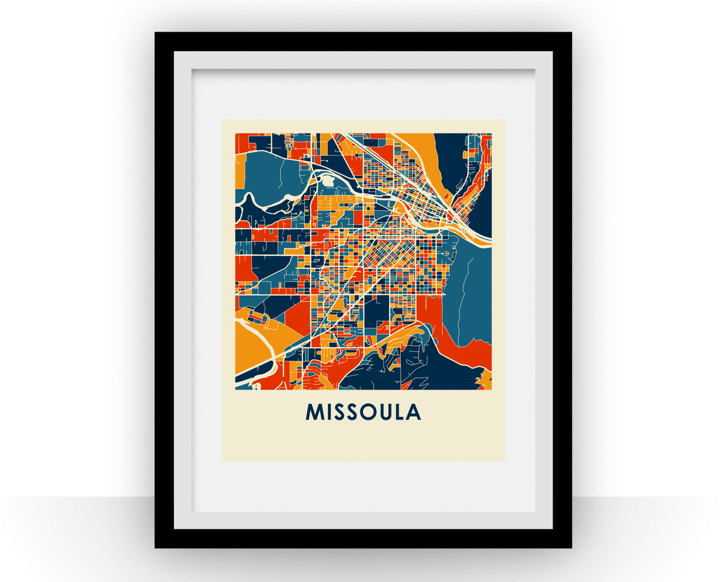 Affiche cartographique de Missoula - Style Chroma