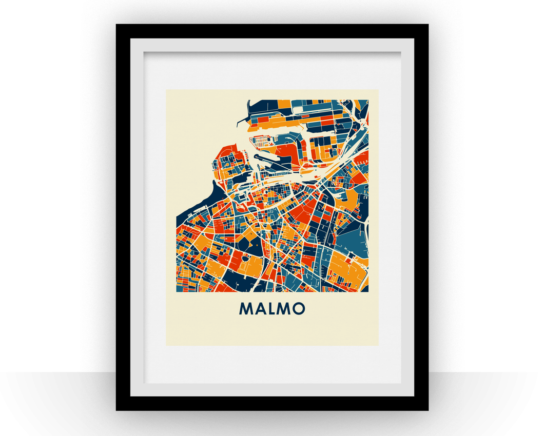 Affiche cartographique de Malmo - Style Chroma