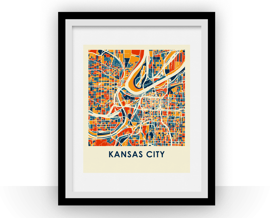 Kansas City Map Print - Full Color Map Poster