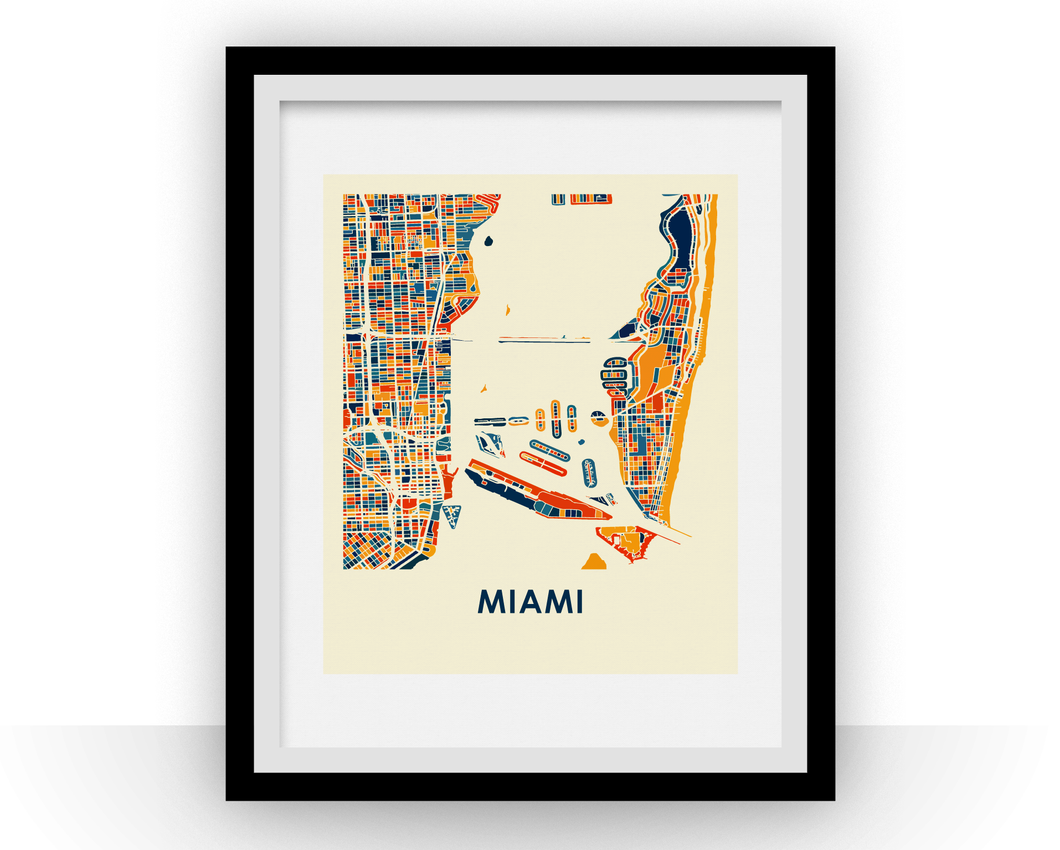 Miami Map Print - Full Color Map Poster