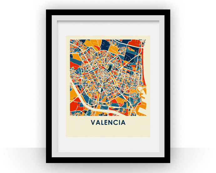 Valencia Map Print - Full Color Map Poster