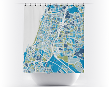 Load image into Gallery viewer, Tel Aviv Map Shower Curtain - israel Shower Curtain - Chroma Series
