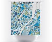 Load image into Gallery viewer, Copenhagen Map Shower Curtain - denmark Shower Curtain - Chroma Series

