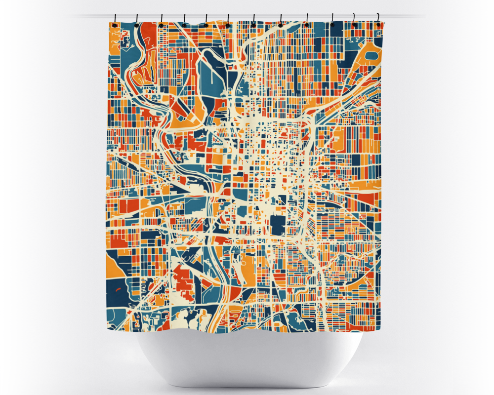 Indianapolis Map Shower Curtain - usa Shower Curtain - Chroma Series
